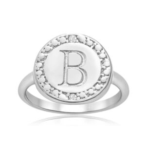 Silver Monogram Ring - B - 925 Sterling SILVER